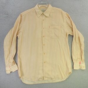 Tommy Bahama Shirt Mens Large Brown Red Button Up Long Sleeve Tencel